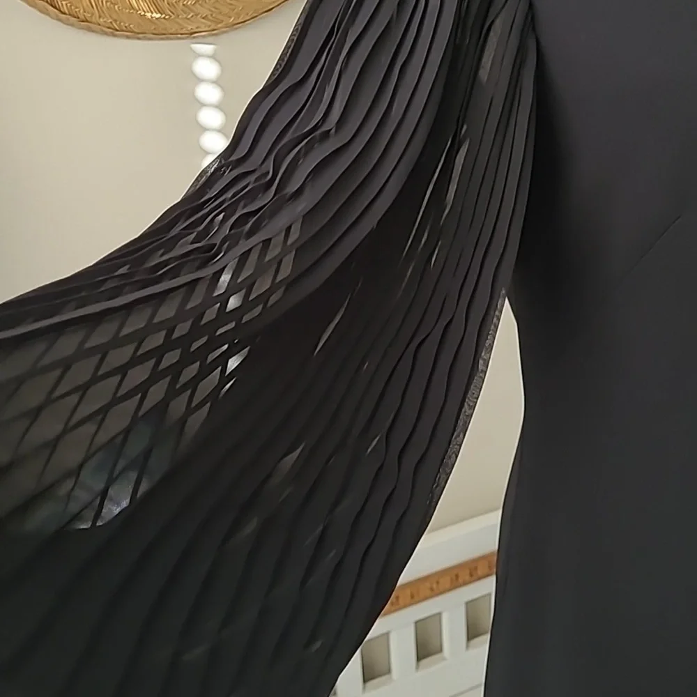 White House/Black Market Classic Black Dress with Long Crepe Sleeves - Size 4 - Picture 2 of 13